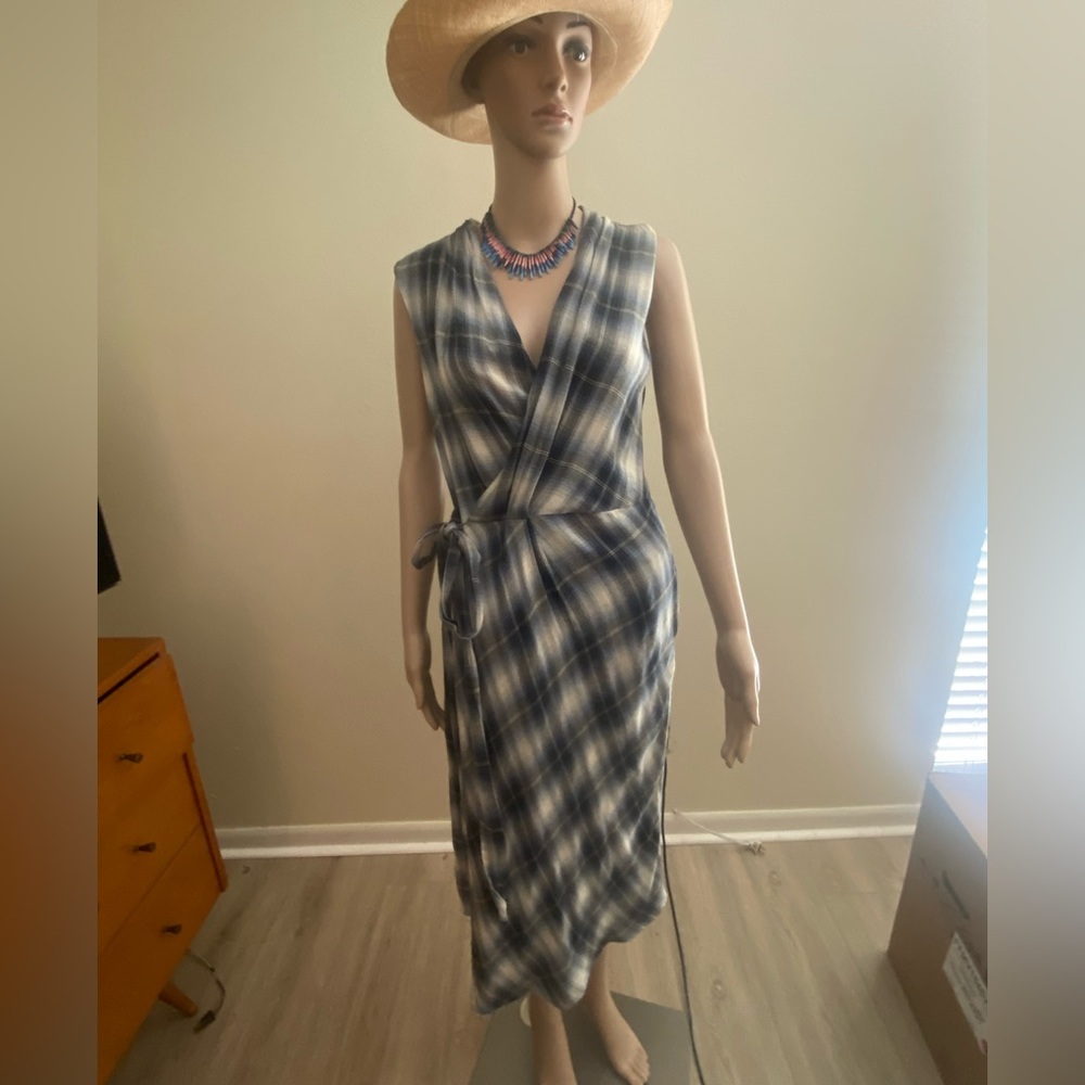 Vince Wrap Dress S Blue White